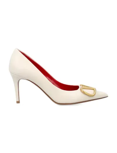 Valentino Garavani Women's V-logo Pumps In Light Ivory