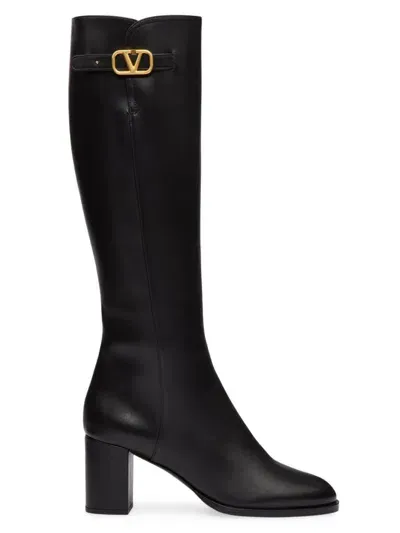 Valentino Garavani Vlogo Signature Calfskin Boot 70mm Woman Black 38.5