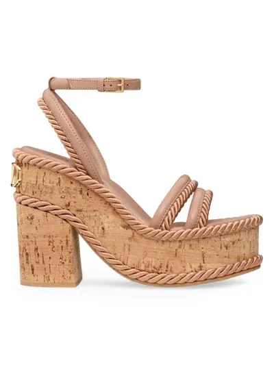 Valentino Garavani Women's Vlogo Summerblocks Wedge Sandals 130mm In Rose Cannelle