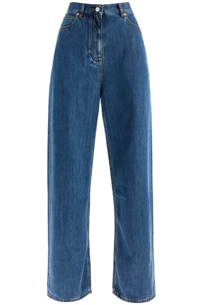 Valentino Baggy Cotton And Lyocell Jeans In Blue