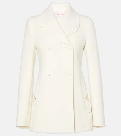 Valentino Wool-blend Crêpe Blazer In Weiss