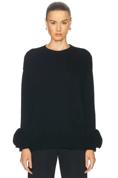 Valentino Wool Roses Sweater In Nero