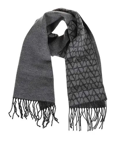 Valentino Wool Scarf In Grey