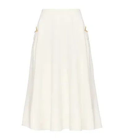 Valentino Wool-silk Midi Skirt In Ivory