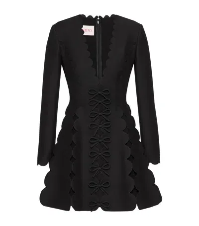 Valentino Wool-silk Scalloped Dress In Black