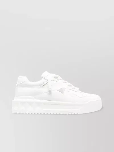 Valentino Garavani Xl One Stud Leather Sneakers In White