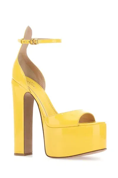 Valentino Garavani Yellow Leather Tan-go Sandals In Kn8