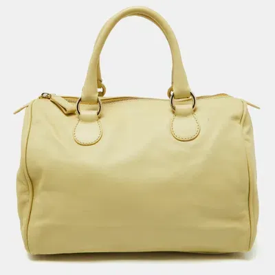 Pre-owned Valentino Garavani Yellow Leather Zip Boston Bag