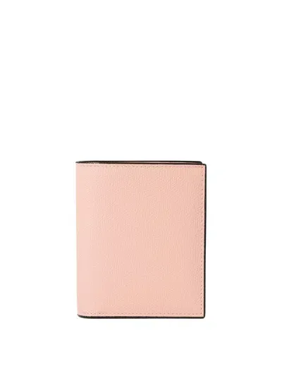 Valextra "3 Cc" Compact Wallet In Pink