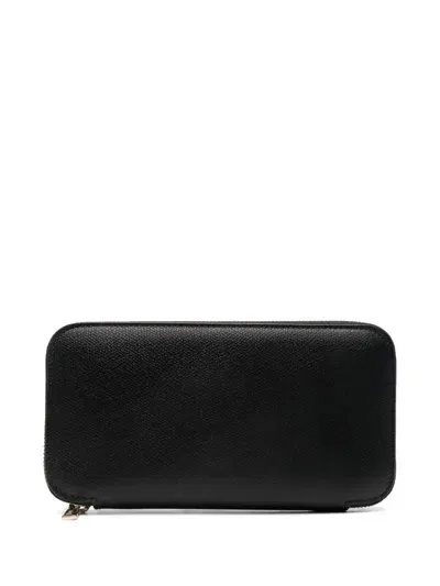 Valextra Leather Continental Wallet In Black