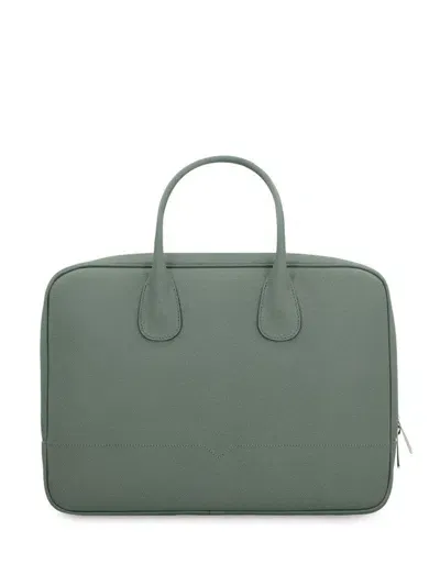 Valextra My Logo Laptop Bag In Green