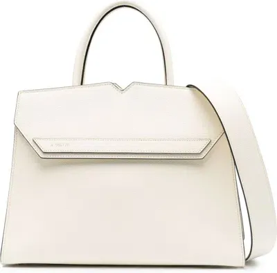 Valextra Duetto Leather Handbag In White