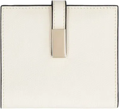 Valextra Zipped Folded Small Wallet In White