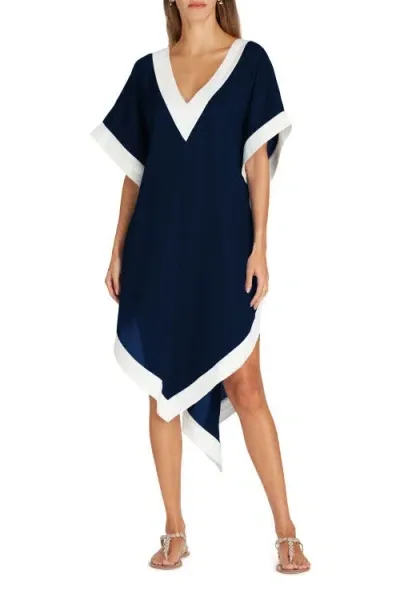 Valimare Aria High-low Crepe De Chine Cover-up Dress In Navy Blue