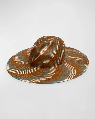 Van Palma Ema Straw Large Brim Hat In Terra Beige