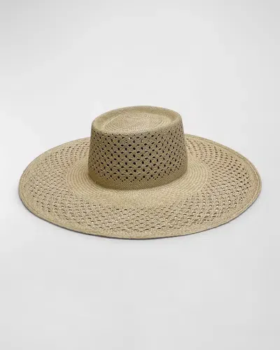 Van Palma Opale Junior Woven Large-brim Hat In Beige