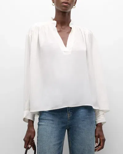 Vanessa Bruno Calvin Ruched Silk Shirt In Ecru