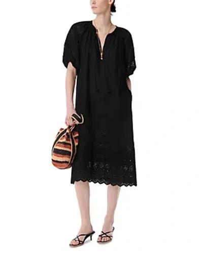 Vanessa Bruno Chakila Eyelet-embroidered Midi Shift Dress In Black