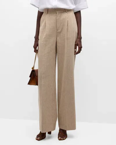 Vanessa Bruno Cyrano Striped Wide-leg Pants In Cafe