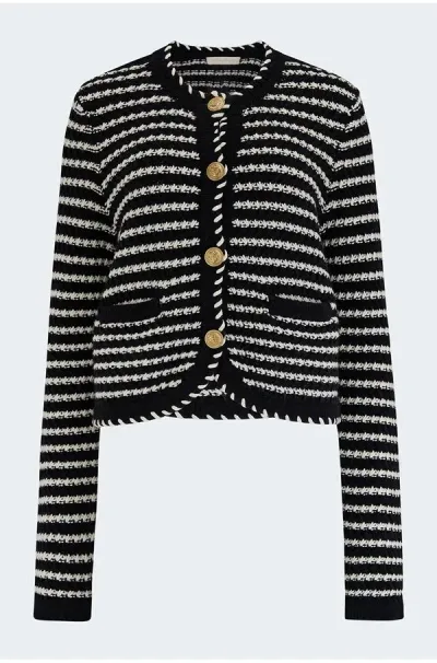 Vanessa Bruno Daya Cardigan In Noir Ecru In Noir/ecru