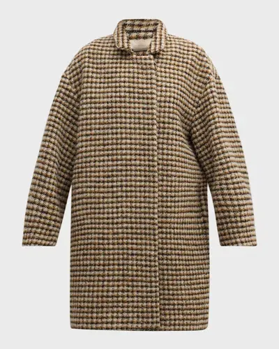 Vanessa Bruno Maguelone Houndstooth Knit Coat In Multicolore