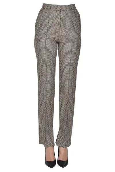 Vanessa Bruno Micro Houndsthooth Print Trousers In Camel