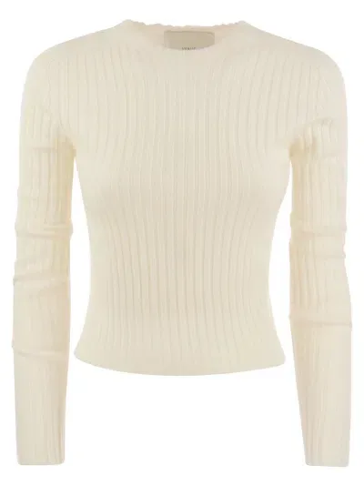 Vanisé Lulu - Ribbed Cropped Cashmere Knitwear In Ivory