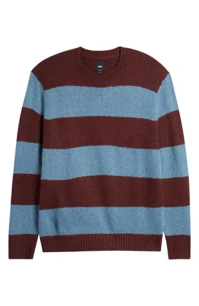 Vans Darby Stripe Crewneck Sweater In Bitter Chocolate/bluestone