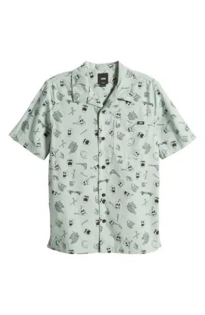 Vans Kids' Skeleton Camp Shirt In Iceberg Green