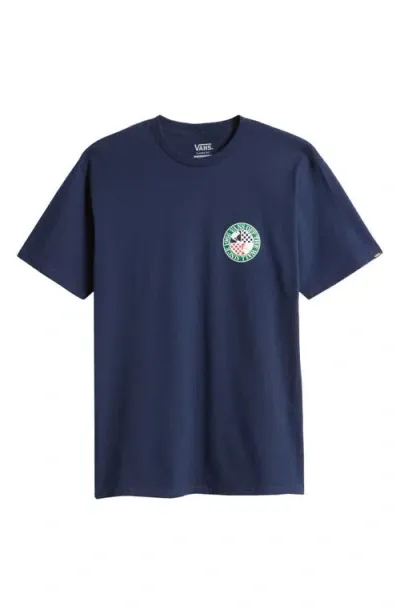 Vans World Team Cotton Graphic T-shirt In Navy