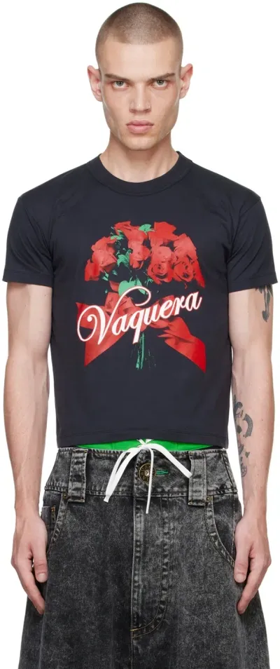 Vaquera Black Rose Bouquet T-shirt In Faded Black