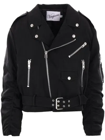 Vaquera Zipped Biker Jacket In Black