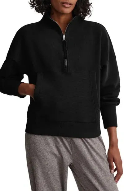 Varley Acadia Ottoman Knit Half Zip Pullover In Black