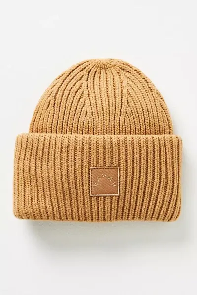 Varley Cresta Logo-patch Beanie In Brown