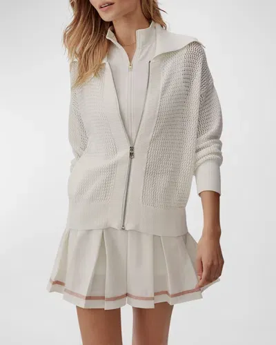 Varley Fairfield Summer Honeycomb Knit Jacket In Snow White