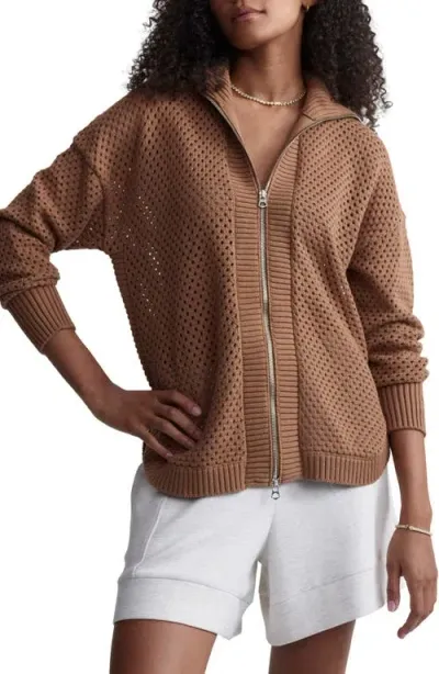 Varley Finn Longline Knit Jacket In Golden Bronze