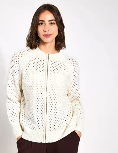 Varley Marta Boucle Knit Jacket In White