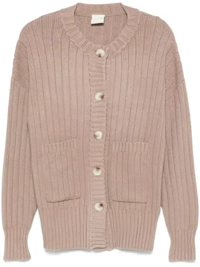 Varley Pensdale Ribbed-knit Cardigan In Brown