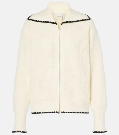 Varley Sibley Waffle-knit Zip-up Cardigan In White