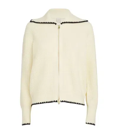 Varley Waffle-knit Sibley Cardigan In Ivory