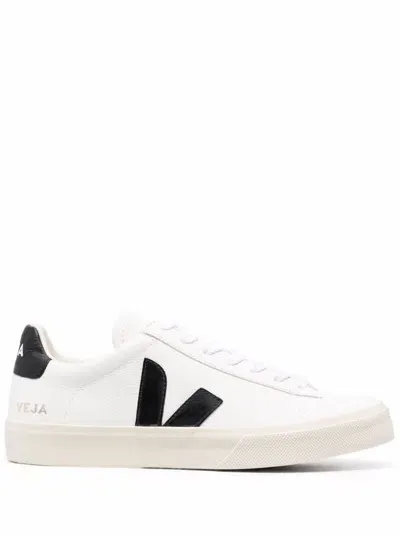 Veja 'campo' White And Black Low Top Sneakers In Vegan Leather Woman In White Leather