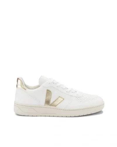 Veja White Platine Chromefree Leather V10 Shoes In Extra-white_platine