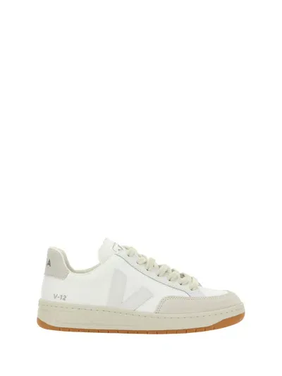 Veja Leather V-12 Sneakers In White_natural