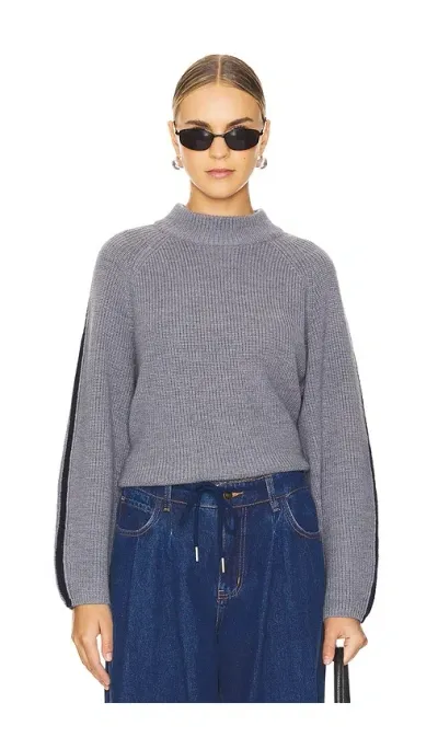 Velvet By Graham & Spencer Teagan Pullover In Heather Grey & Navy