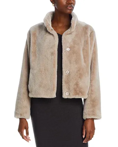 Velvet By Graham & Spencer Faux Fur Snap Front Jacket In Ash Gray