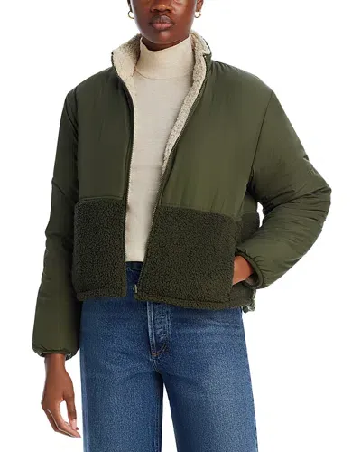 Velvet By Graham & Spencer Tasha Reversible Puffer Sherpa Jacket In Green