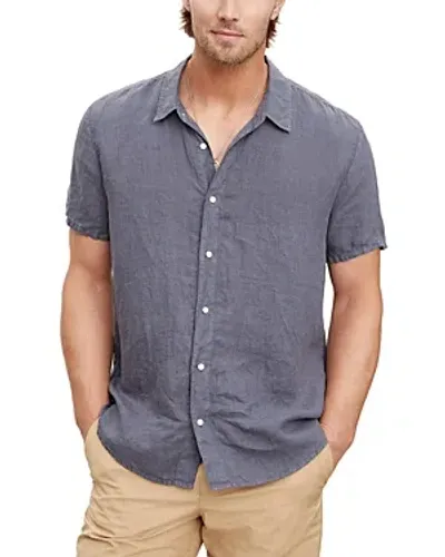 Velvet By Graham & Spencer Velvet By Graham & Spenser Mackie Short Sleeve Regular Fit Linen Shirt In Crater Blue