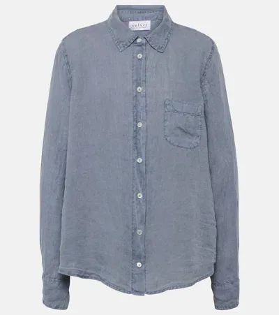 Velvet Natalia Linen Shirt In Blue