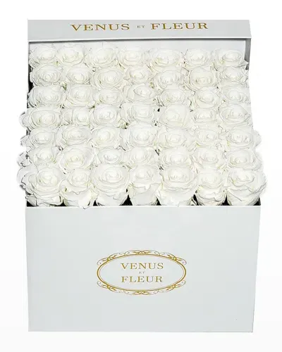 Venus Et Fleur Classic Large Square Rose Box In White