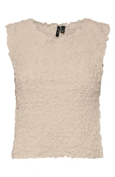 Vero Moda Chloe Smocked Sleeveless Top In Sand Dollar